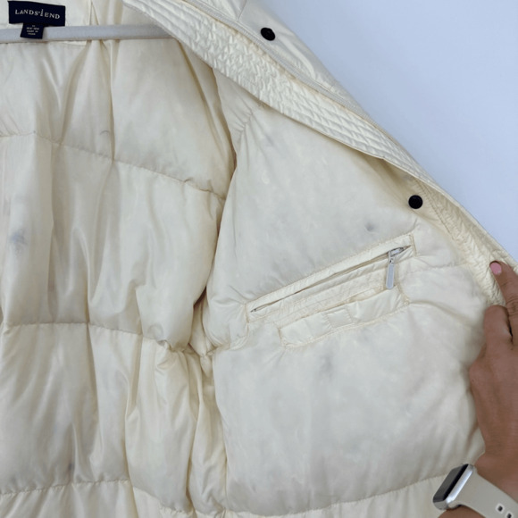 Lands’ End Women’s Goose Down Puffer Parka Jacket Coat Size 1X Pale Yellow Outdo - Picture 13 of 14